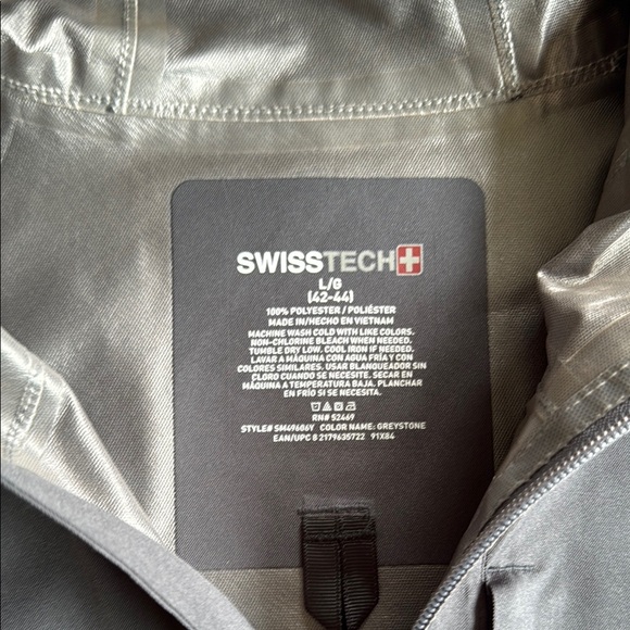 Swiss Tech Men’s Rain Jacket Large Grey - Picture 2 of 6